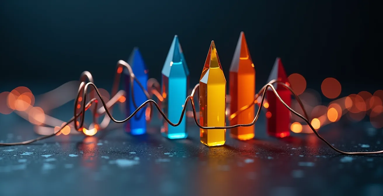 Visual representation of an automated VAT calculation system with flowing data connections