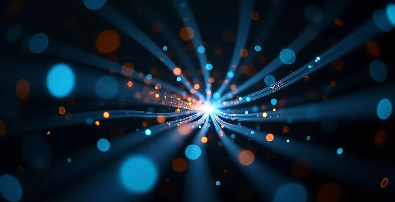 Abstract network of interconnected nodes representing data flow