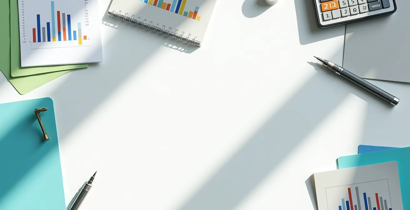 Overhead view of financial planning documents and calculator for EV charging installation budget