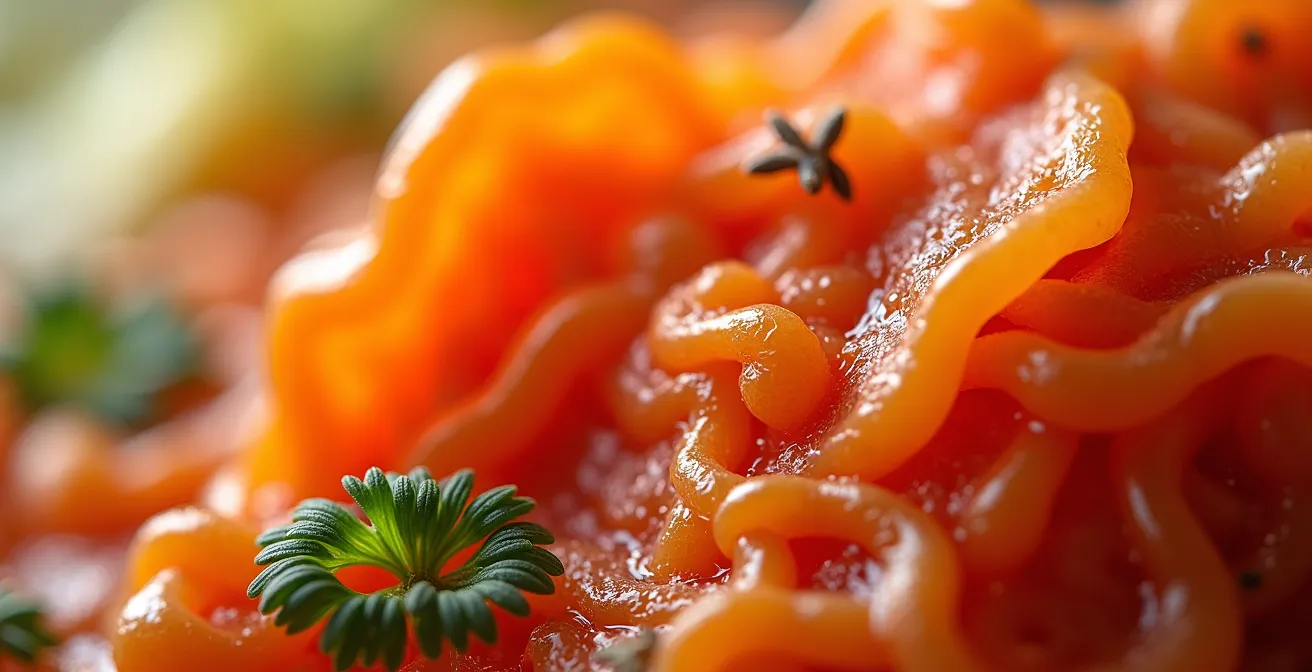 Macro photography of colorful fermented foods showing beneficial bacteria texture
