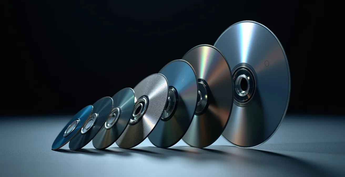 Cross-section view of optical disc layers showing preservation over time